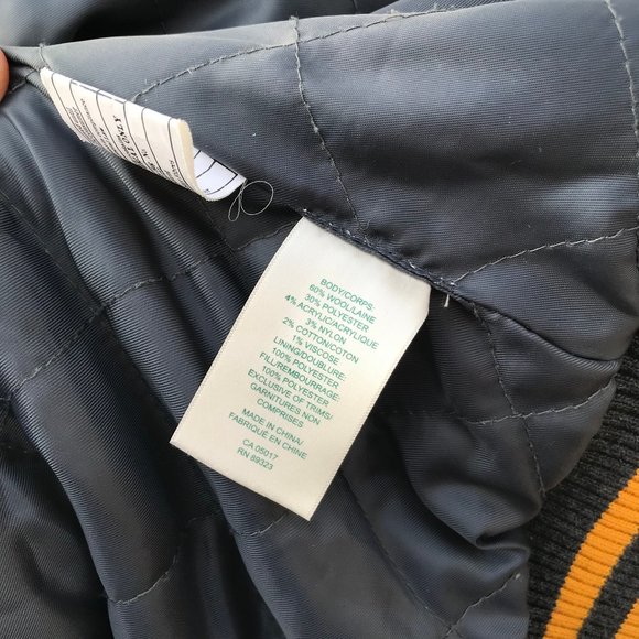 Roots 73 Grey Wool Blend Varsity Spellout Logo Jacket Vintage Embroidered Crest - Picture 13 of 14